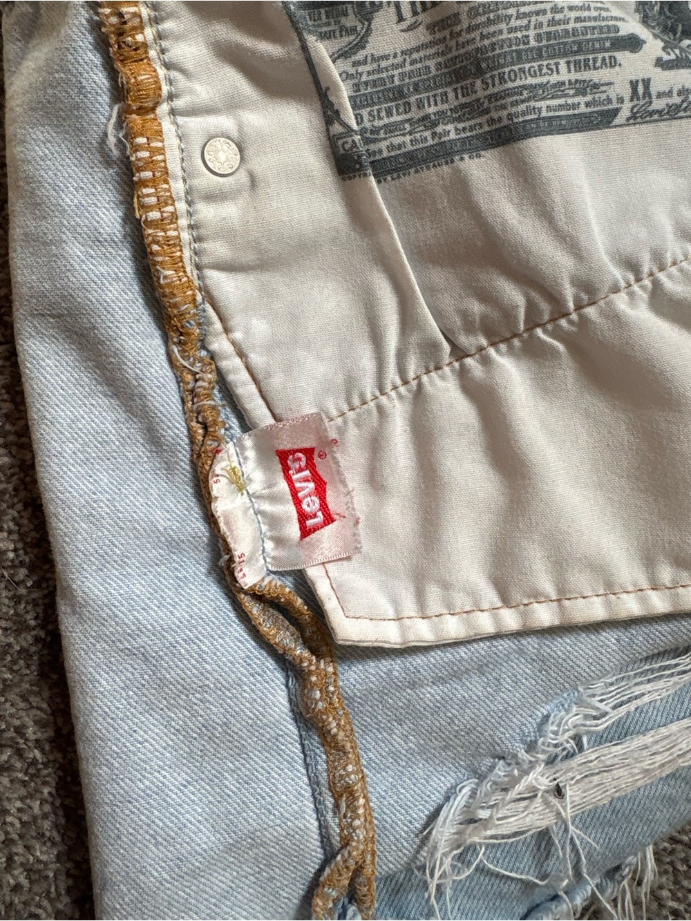 Levi's 501 Light Blue Distressed High-Rise Denim Shorts - Picture 4 of 4